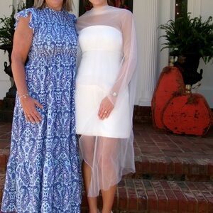 Breleigh Strapless Sheer Overlay Mini Dress